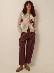 Monsoon Brown Alba Argyle Cardigan - Image 4 of 4