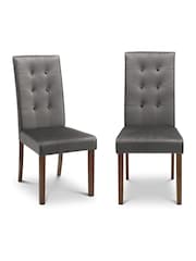Julian Bowen Set of 2 Grey Madrid Velvet Dining Chairs - Image 1 of 3