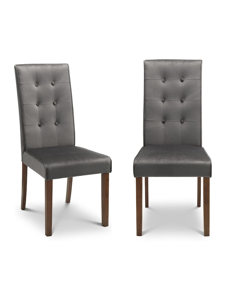 Julian Bowen Set of 2 Grey Madrid Velvet Dining Chairs - Image 1 of 3
