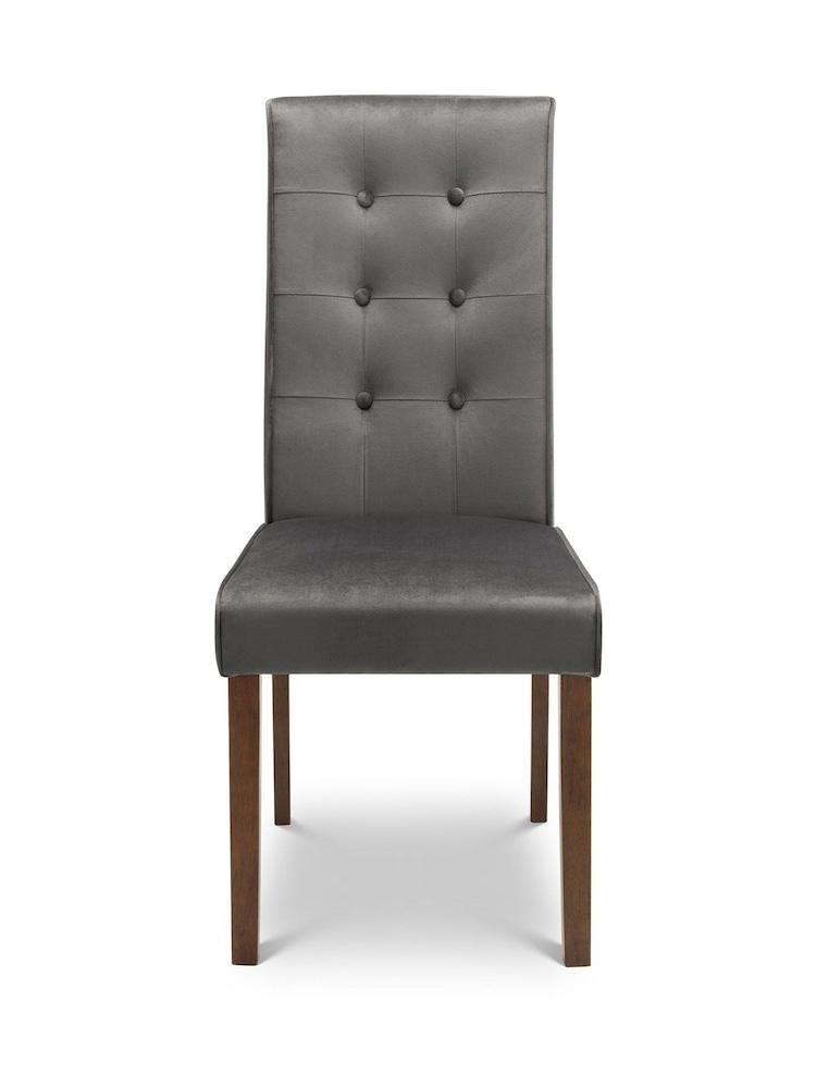 Julian Bowen Set of 2 Grey Madrid Velvet Dining Chairs - Image 1 of 2