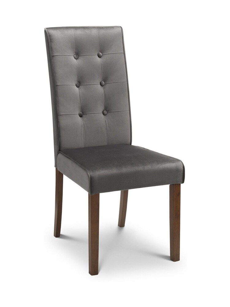 Julian Bowen Set of 2 Grey Madrid Velvet Dining Chairs - Image 2 of 2