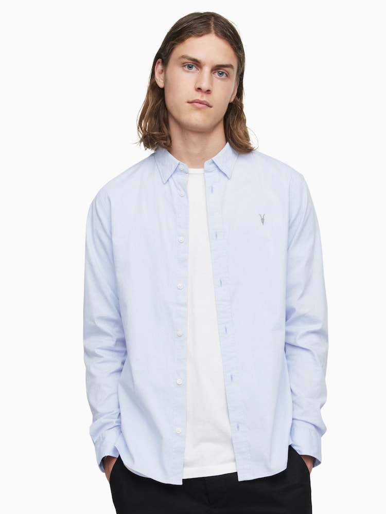 AllSaints Light Blue Hawthorne Long Sleeved Shirt - Image 1 of 6