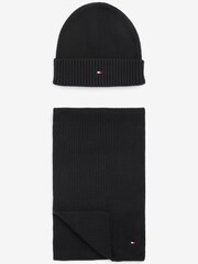 Tommy Hilfiger Flag Black Beanie & Scarf - Image 1 of 3