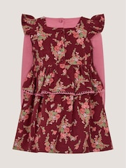 Monsoon Red Baby Top & Floral Corduroy Dress Set - Image 3 of 4