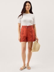 Monsoon Orange Irina Lace Trim Shorts - Image 1 of 5