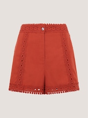 Monsoon Orange Irina Lace Trim Shorts - Image 5 of 5
