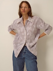 Monsoon Brown Ariella Jacquard Stripe Shirt - Image 2 of 5