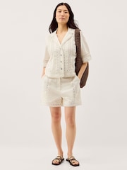 Monsoon White Irina Lace Trim Shorts - Image 1 of 5