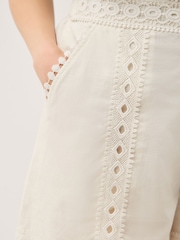 Monsoon White Irina Lace Trim Shorts - Image 3 of 5