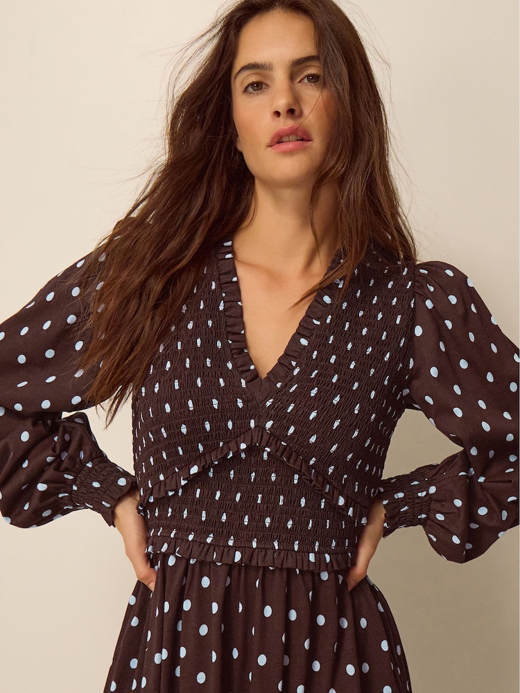 Monsoon Shae Polka Dot Jersey Midi Dress - صورة 2 من 4 Monsoon Shae Polka Dot Jersey Midi Dress - صورة 2 من 4