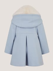 Monsoon Blue Baby Bow Faux Fur Collar Coat - Image 2 of 4