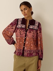 Monsoon Red Hunter Floral Print Jersey Shirt - Image 1 of 3