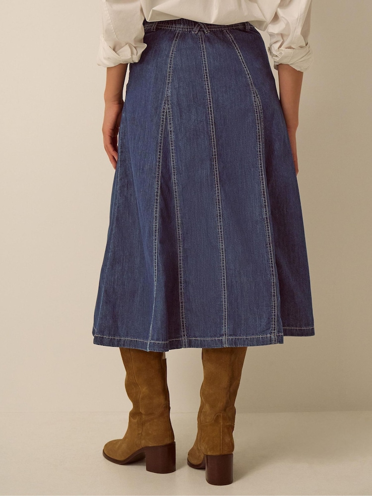 Monsoon Harper Godet Denim Midi Kjol - Bild 2 av 4