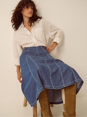 Monsoon Harper Godet Denim Midi Kjol - Bild 4 av 4