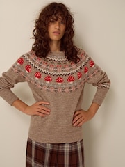 Monsoon Brown Mia Mushroom Fair Isle Jumper - Image 1 of 3