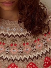 Monsoon Brown Mia Mushroom Fair Isle Jumper - Image 2 of 3
