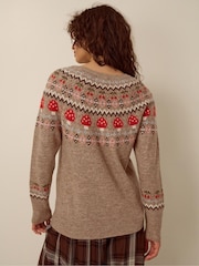 Monsoon Brown Mia Mushroom Fair Isle Jumper - Image 3 of 3