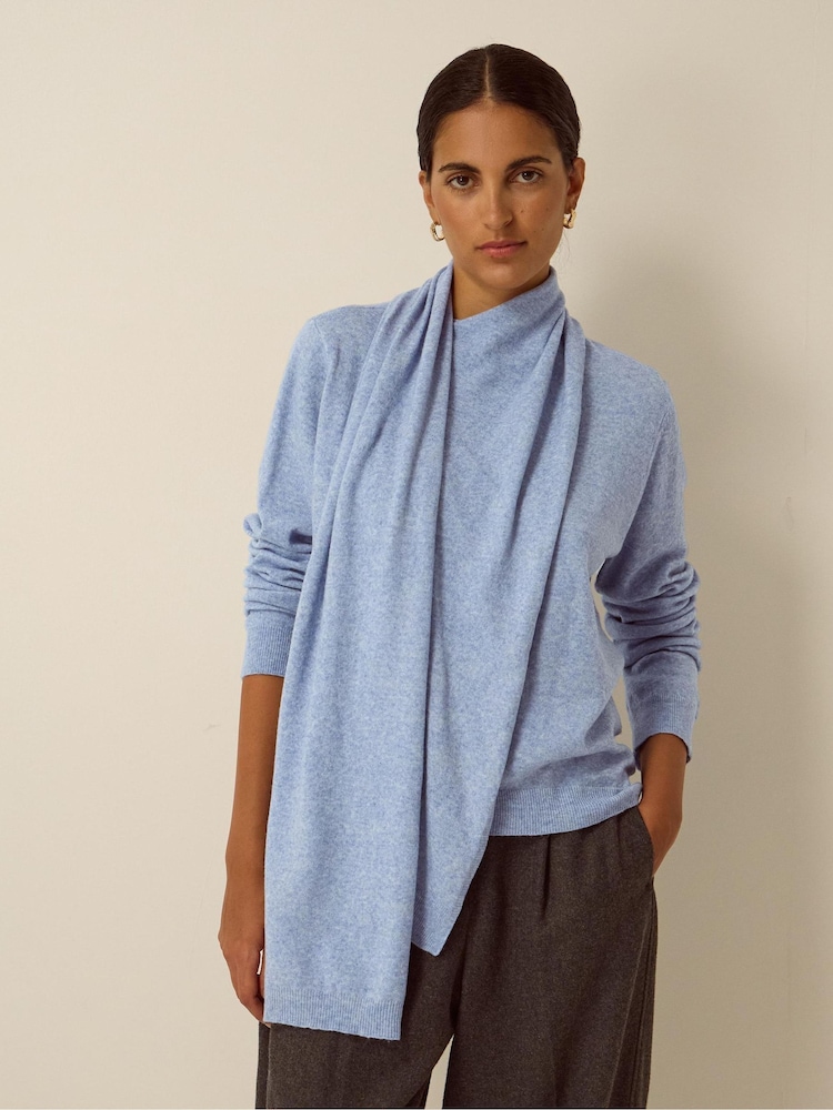Monsoon Blue Shaw Scarf Knit Jumper - Image 1 of 3