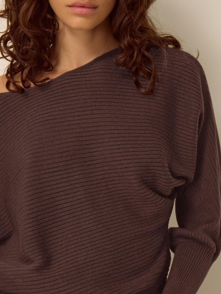 Monsoon Brown Remi Ribbed Boat Neck Jumper - Image 3 of 3 Monsoon Brown Remi Ribbed Boat Neck Jumper - Image 3 of 3