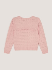 Monsoon Pink Sequin Bow Pointelle Cardigan - Image 3 of 4