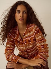 Monsoon Orange Mia Mushroom Knit Cardigan - Image 2 of 4