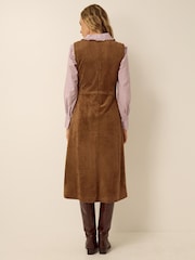 Monsoon Brown Josie Sleeveless Faux Suede Midi Dress - Image 2 of 4