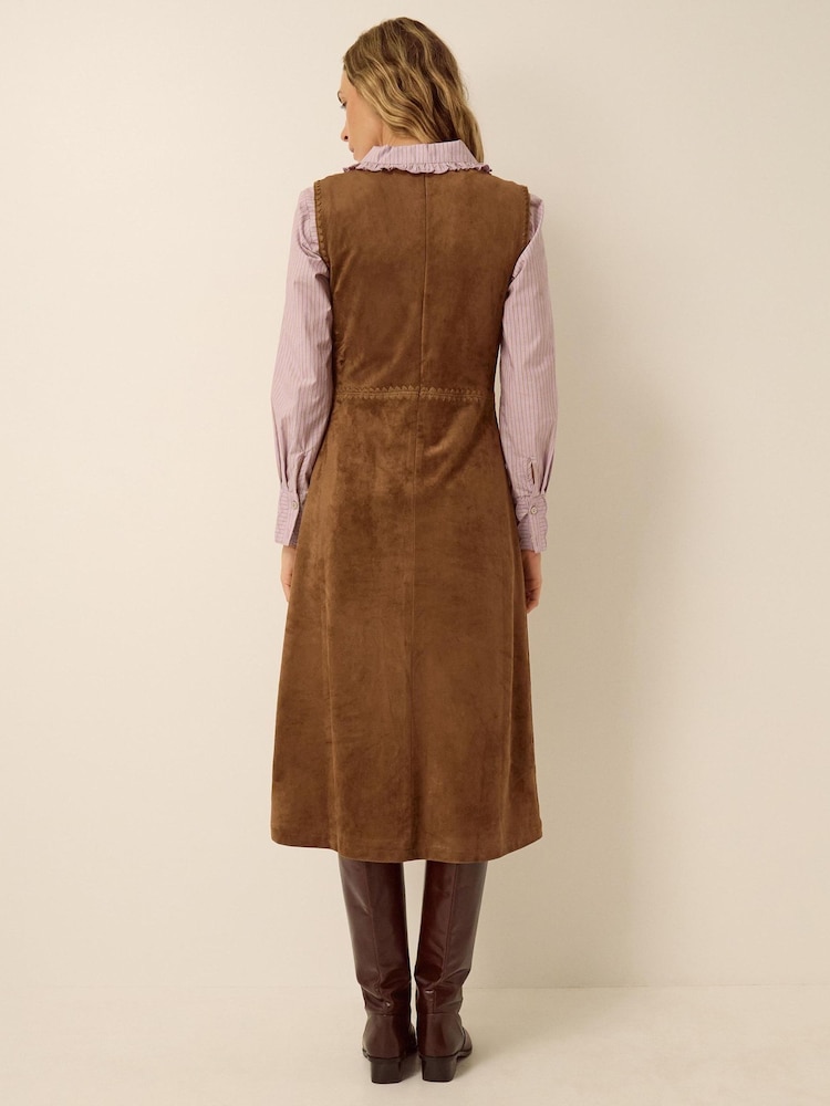 Monsoon Brown Josie Sleeveless Faux Suede Midi Dress - Image 2 of 4 Monsoon Brown Josie Sleeveless Faux Suede Midi Dress - Image 2 of 4