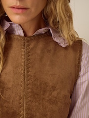Monsoon Brown Josie Sleeveless Faux Suede Midi Dress - Image 3 of 4