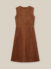 Monsoon Brown Josie Sleeveless Faux Suede Midi Dress - Image 4 of 4
