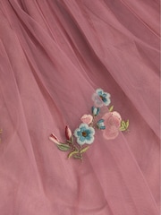 Monsoon Pink Floral Embroidered Mesh Dress - Image 4 of 4