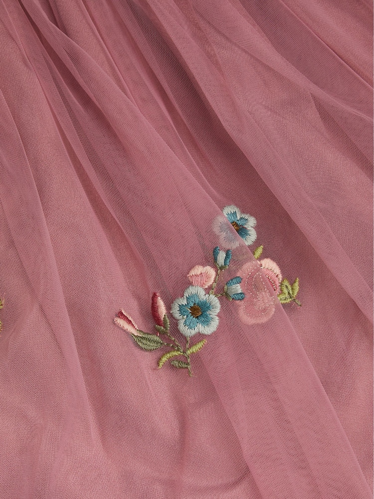Monsoon Pink Floral Embroidered Mesh Dress - Image 4 of 4 Monsoon Pink Floral Embroidered Mesh Dress - Image 4 of 4