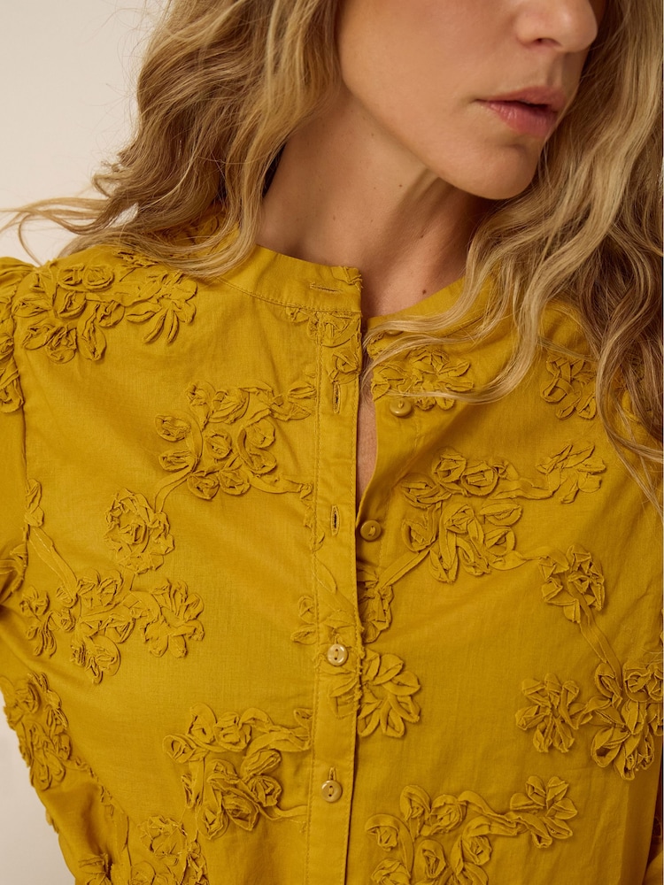 Monsoon Yellow Blair Floral Appliqué Blouse - Image 2 of 4 Monsoon Yellow Blair Floral Appliqué Blouse - Image 2 of 4