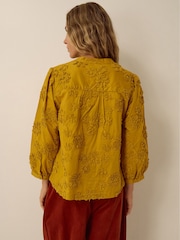 Monsoon Yellow Blair Floral Appliqué Blouse - Image 3 of 4