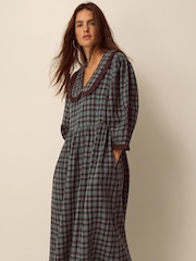 Monsoon Blue Ruby Collar Check Print Midi Dress - Image 3 of 3