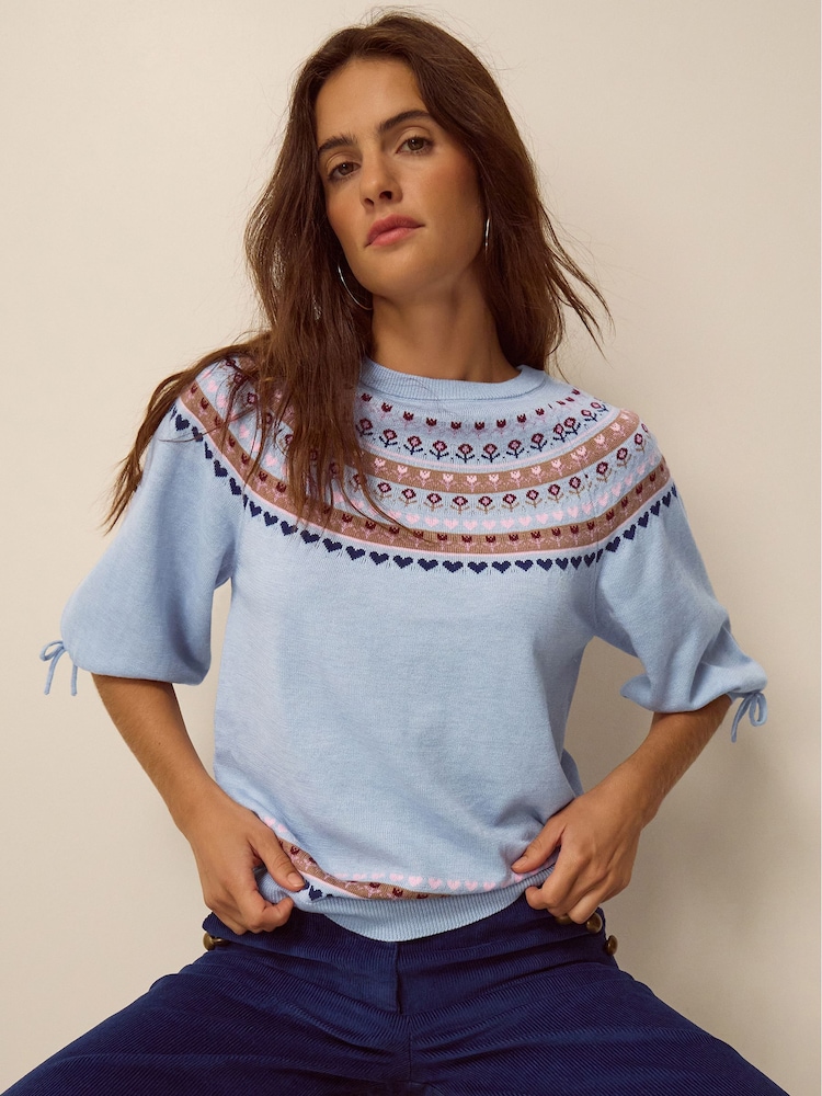 Monsoon Blue Fia Fair Isle Knit Jumper - Image 1 of 5 Monsoon Blue Fia Fair Isle Knit Jumper - Image 1 of 5