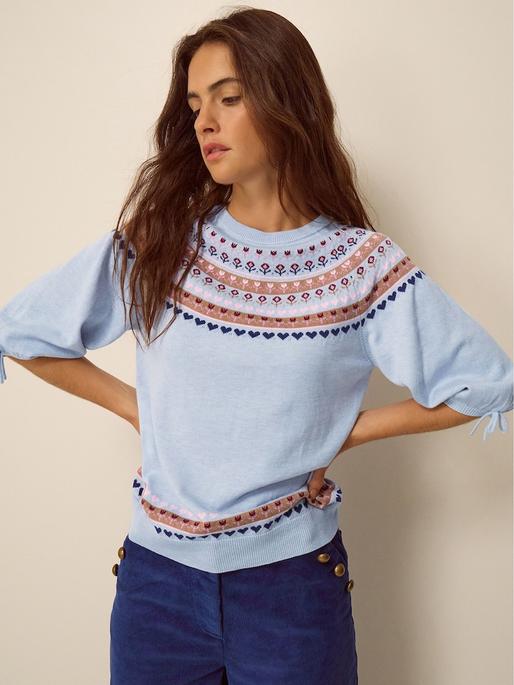 Monsoon Blue Fia Fair Isle Knit Jumper - Image 2 of 5 Monsoon Blue Fia Fair Isle Knit Jumper - Image 2 of 5