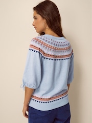 Monsoon Blue Fia Fair Isle Knit Jumper - Image 5 of 5