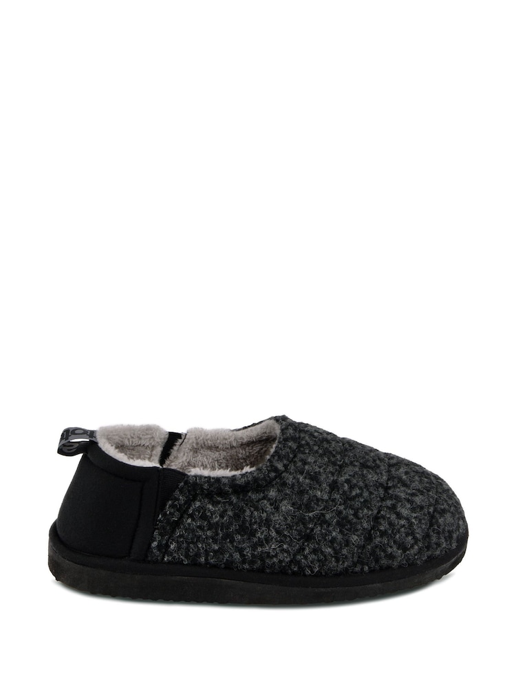 Totes Black Mens Quilted Full Back Slipper Clogs With EVA Sole - Image 1 of 5