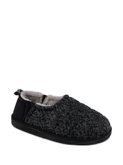 Totes Black Mens Quilted Full Back Slipper Clogs With EVA Sole - Image 2 of 5