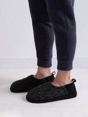 Totes Black Mens Quilted Full Back Slipper Clogs With EVA Sole - Image 4 of 5
