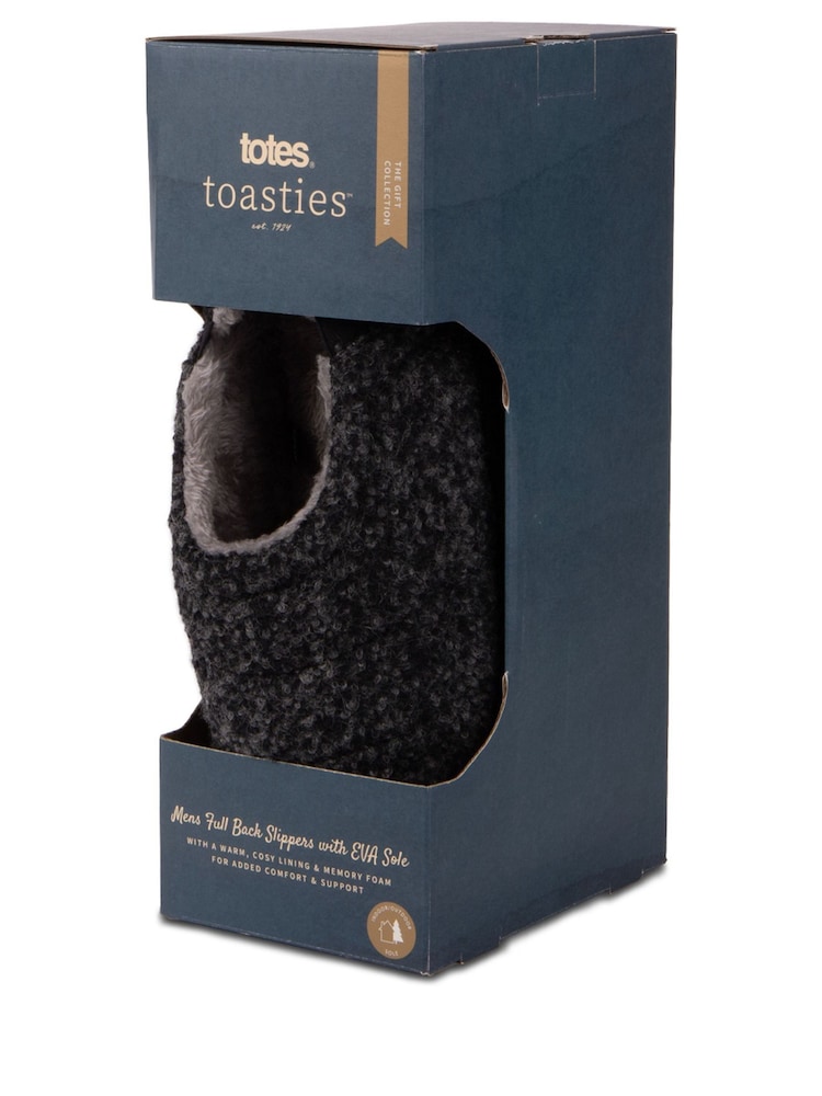 Totes Black Mens Quilted Full Back Slipper Clogs With EVA Sole - Image 5 of 5