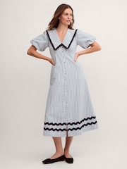 Monsoon Riley Puff Sleeve Check Print Midi Dress - 5суретінің 1 суреті