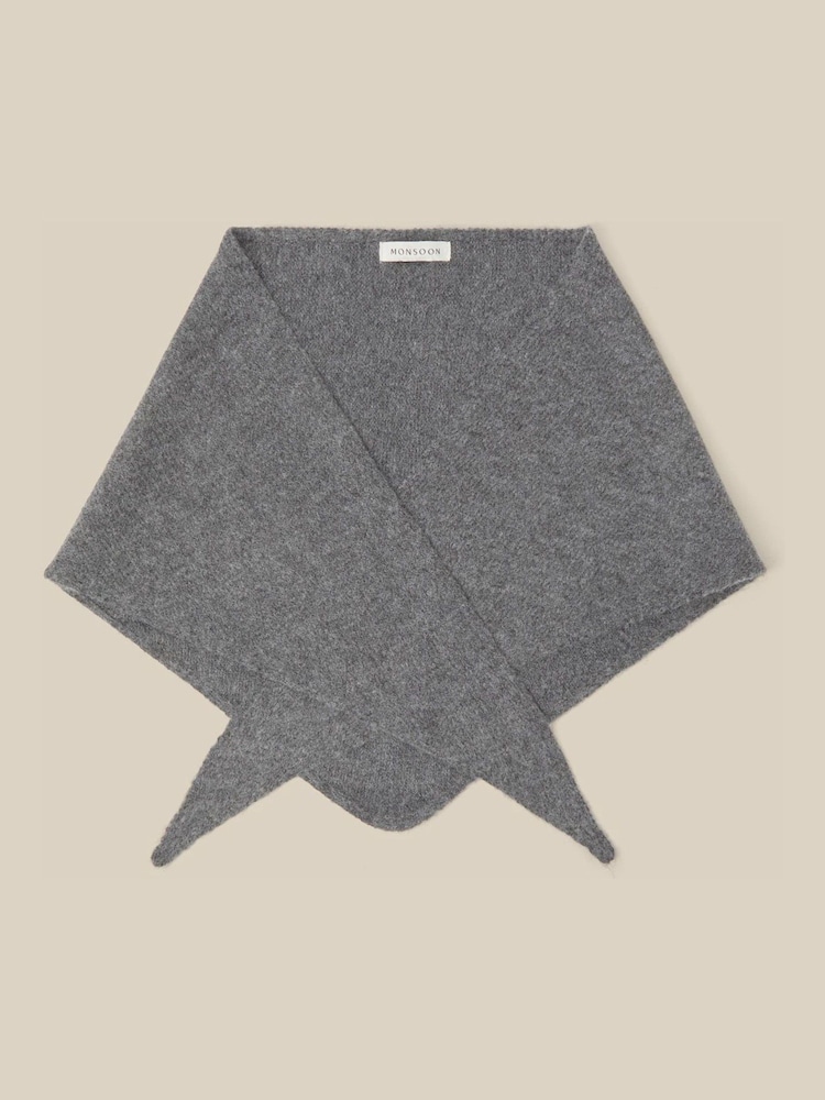 Monsoon Grey Fae Knitted Triangle Scarf - Image 1 of 2 Monsoon Grey Fae Knitted Triangle Scarf - Image 1 of 2