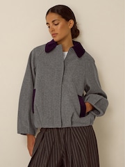 Monsoon Jess Velvet Trim Bomber Jacket - Bild 1 von 5
