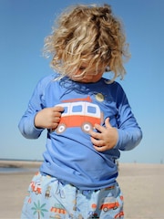Purebaby Blue Long Sleeve Rash Vest & Board Shorts UPF50+ Swim Set - Image 5 of 5