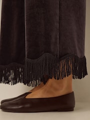 Monsoon Brown Tami Tassel Trim Velvet Trousers - Image 2 of 5