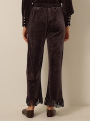 Monsoon Brown Tami Tassel Trim Velvet Trousers - Image 3 of 5