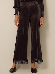 Monsoon Brown Tami Tassel Trim Velvet Trousers - Image 4 of 5
