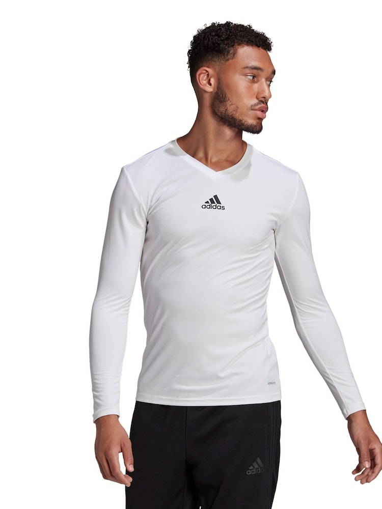 adidas White Teamwear Base Layer Long Sleeve Top - Image 1 of 8