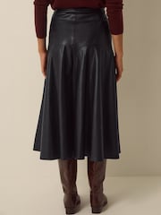 Monsoon Black Dianne Faux Leather Midi Skirt - Image 3 of 5